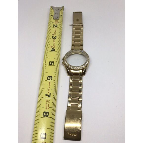 Authentic Fossil Watch Parts Links Case Band 18mm Stainless Steel Gold A677 - Picture 1 of 10